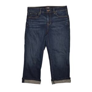 NYDJ $99 Marilyn‎ Straight Stretch Denim Jean Dark Wash Cuffed Hem Size 8
